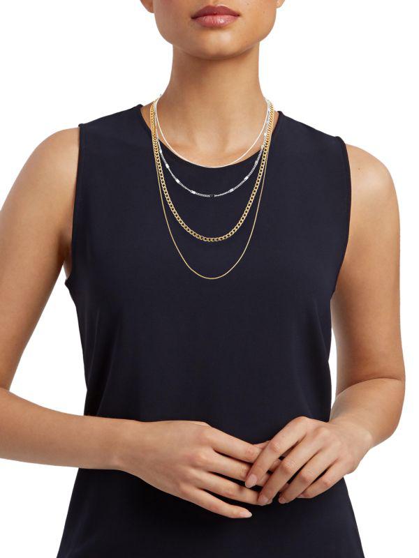 AVA & AIDEN 4-Pieces Two Tone Plated Chain Necklace Set