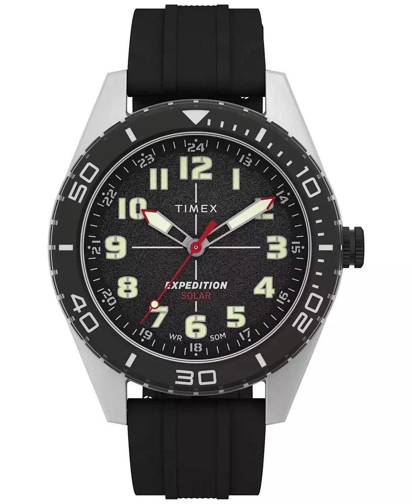 Timex Men's Expedition Field Analog Solar Black Silicone Strap 43mm Round Watch 1