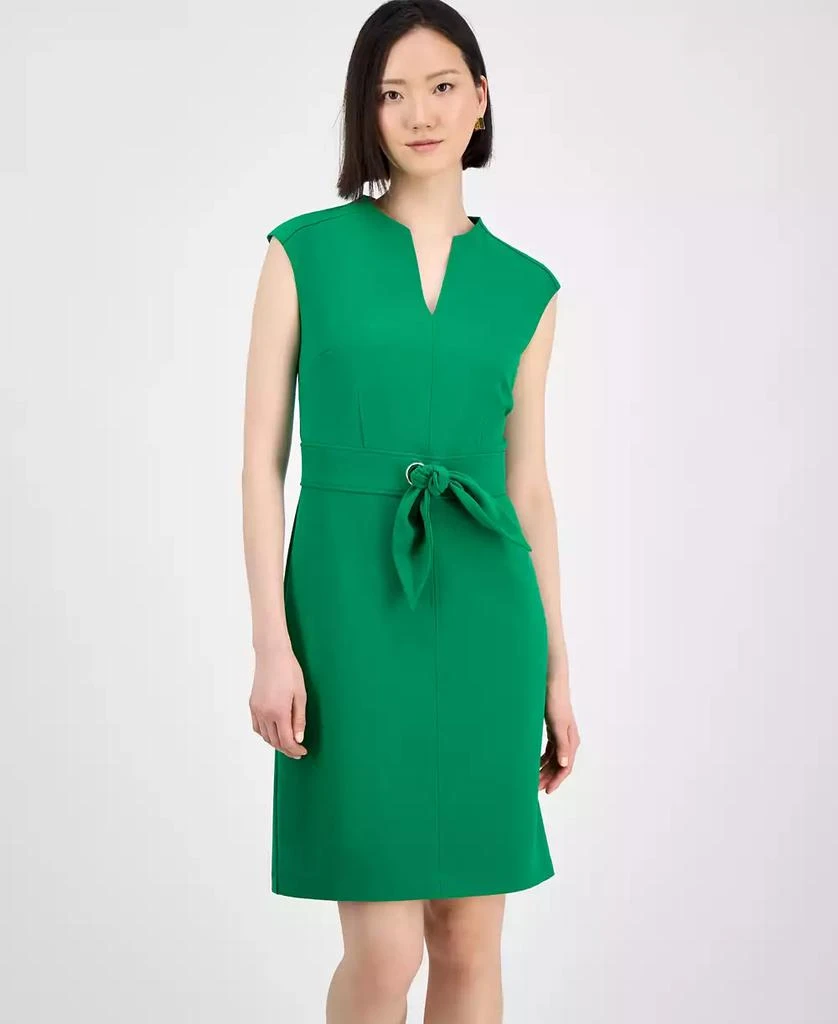 Tahari Petite Tie-Front Sleeveless Scuba Sheath Dress 3