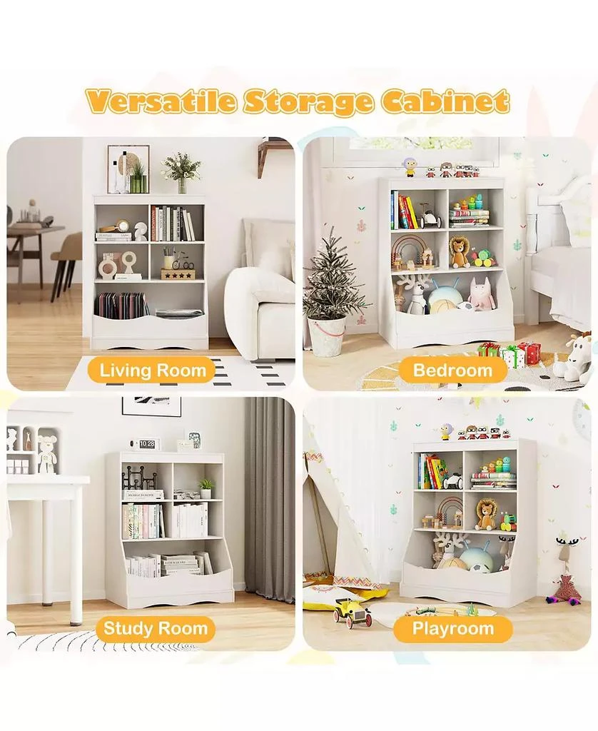 GOUUN 34.5" Kids Bookshelf with 5 Bins for Playroom and Living Room 8