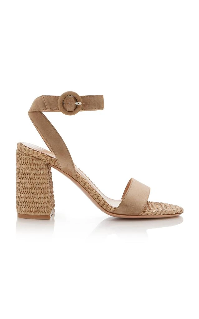 Gianvito Rossi Gianvito Rossi - Luana Suede and Raffia Sandals - Neutral - IT 39.5 - Moda Operandi 1