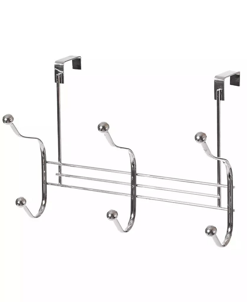 Basicwise Chrome 6 Hook Hanger Organizer, Hang Over The Door Kitchen Vanity Towel Hook, Entryway Coat Rack