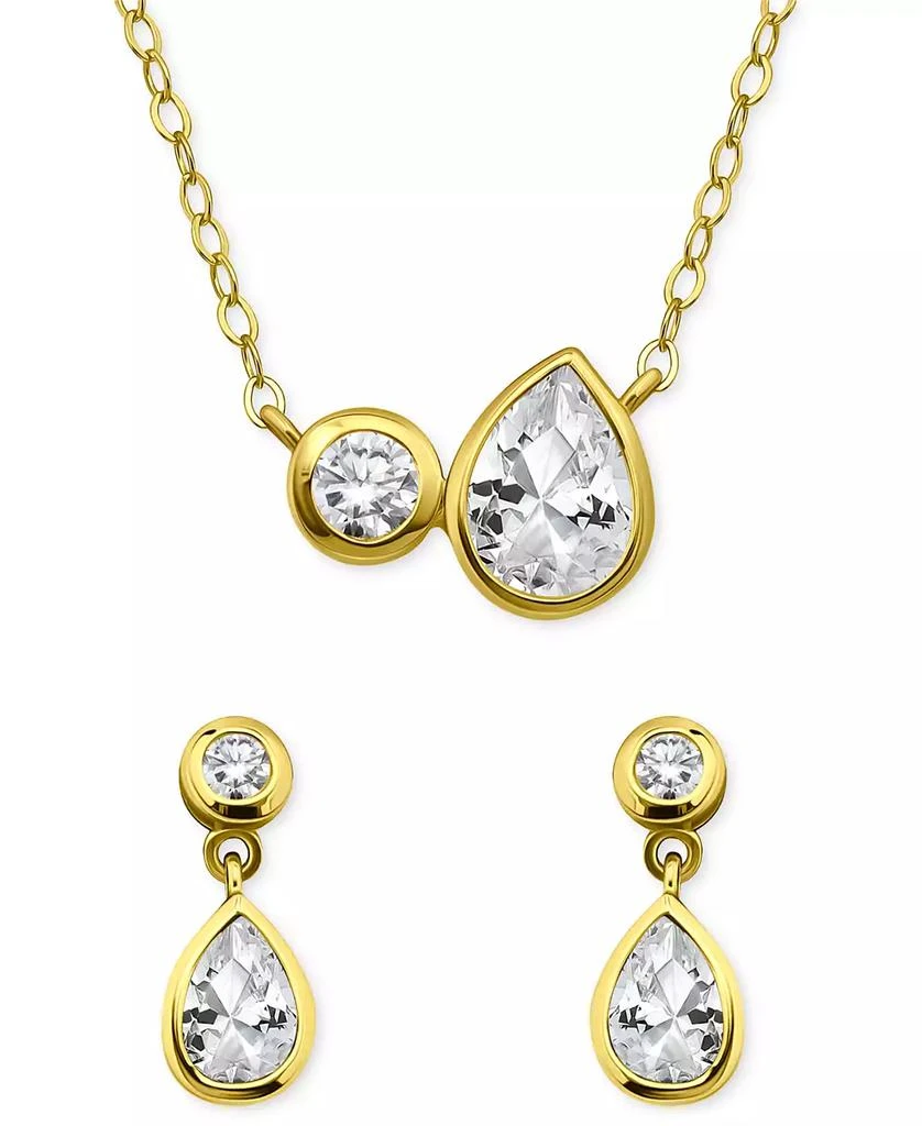 Giani Bernini 2-Pc. Set Cubic Zirconia Pear 
Round Pendant Necklace 
Drop Earrings in Sterling Silver, Exclusively at Macy
s 3