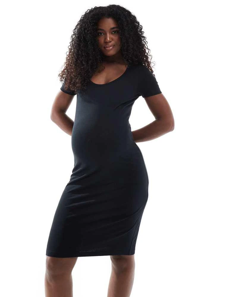 Mama.licious Mamalicious Maternity scoop neck jersey t-shirt dress in black 4