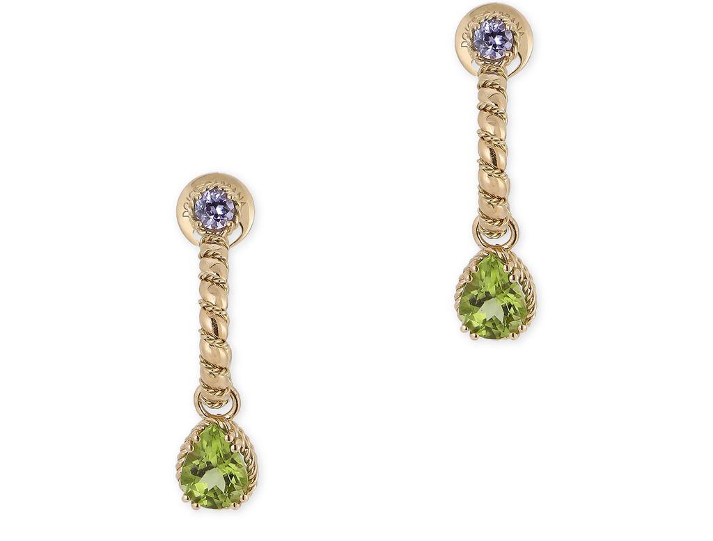 DOLCE & GABBANA 18 kt yellow gold earrings  with multicolor fine gemstones