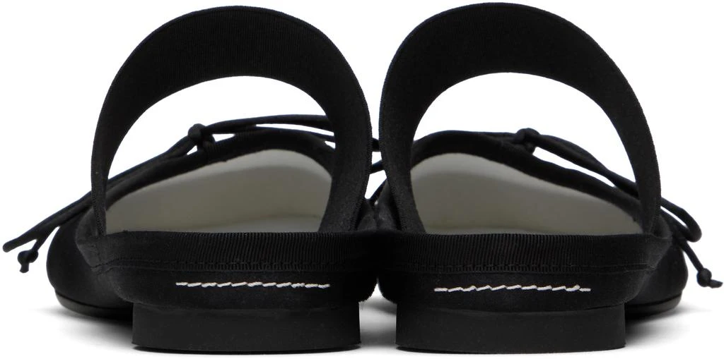 MM6 Black Satin Anatomic Logo Ballerina Slippers 2
