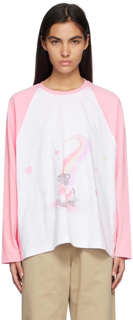 We11done White & Pink Teddy Bear Long Sleeve T-Shirt 1