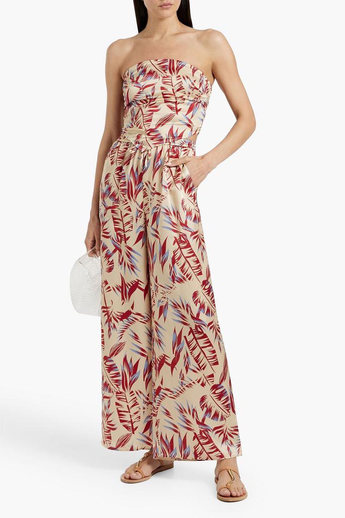 Onia Printed silk-satin wide-leg pants