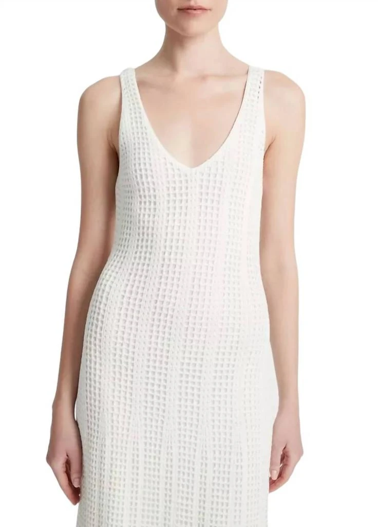 Vince Mesh Grid Godet Dress In Off White 4
