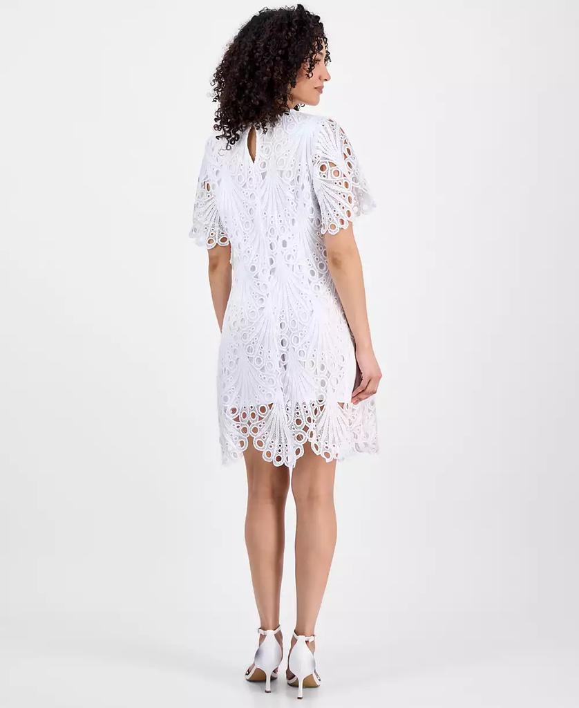 Sandra Darren Petite Eyelet-Embroidered Sheath Dress