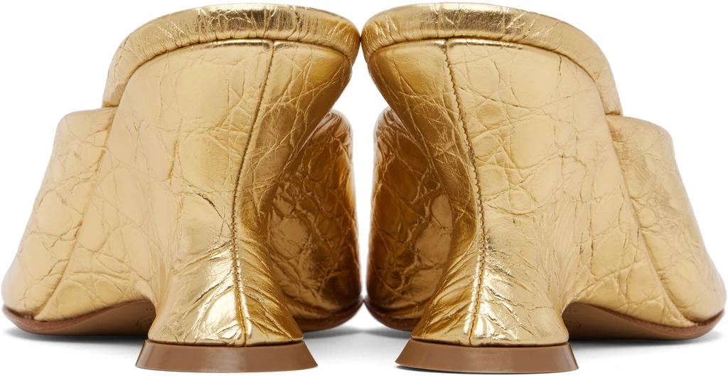 Dries Van Noten Gold Open-Toe Leather Mule Heeled Sandals 2