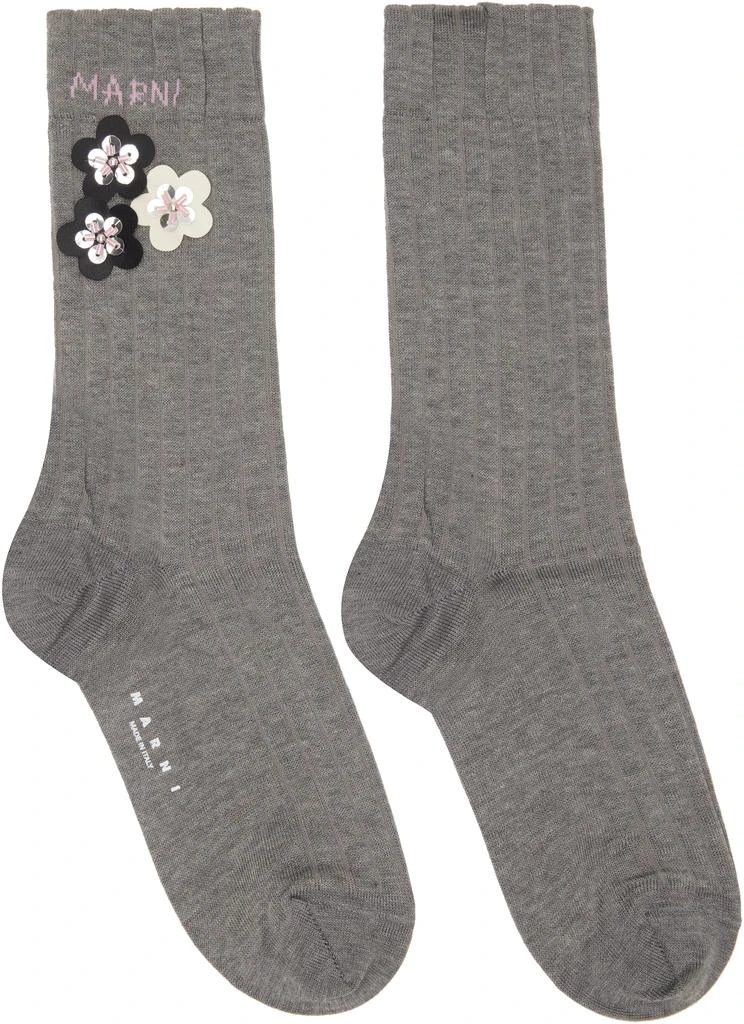 Marni Gray Daisy Applique Socks