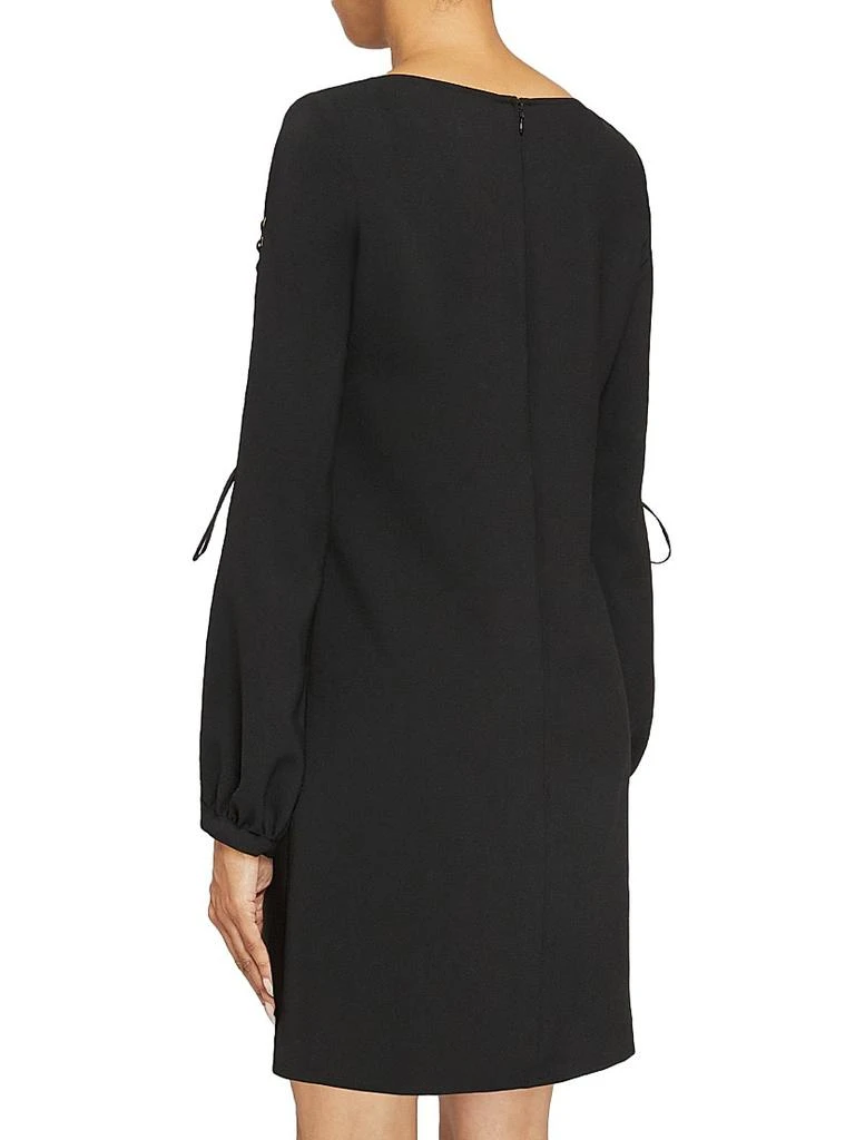 Santorelli Lattice-Sleeve Crepe Shift Dress 4