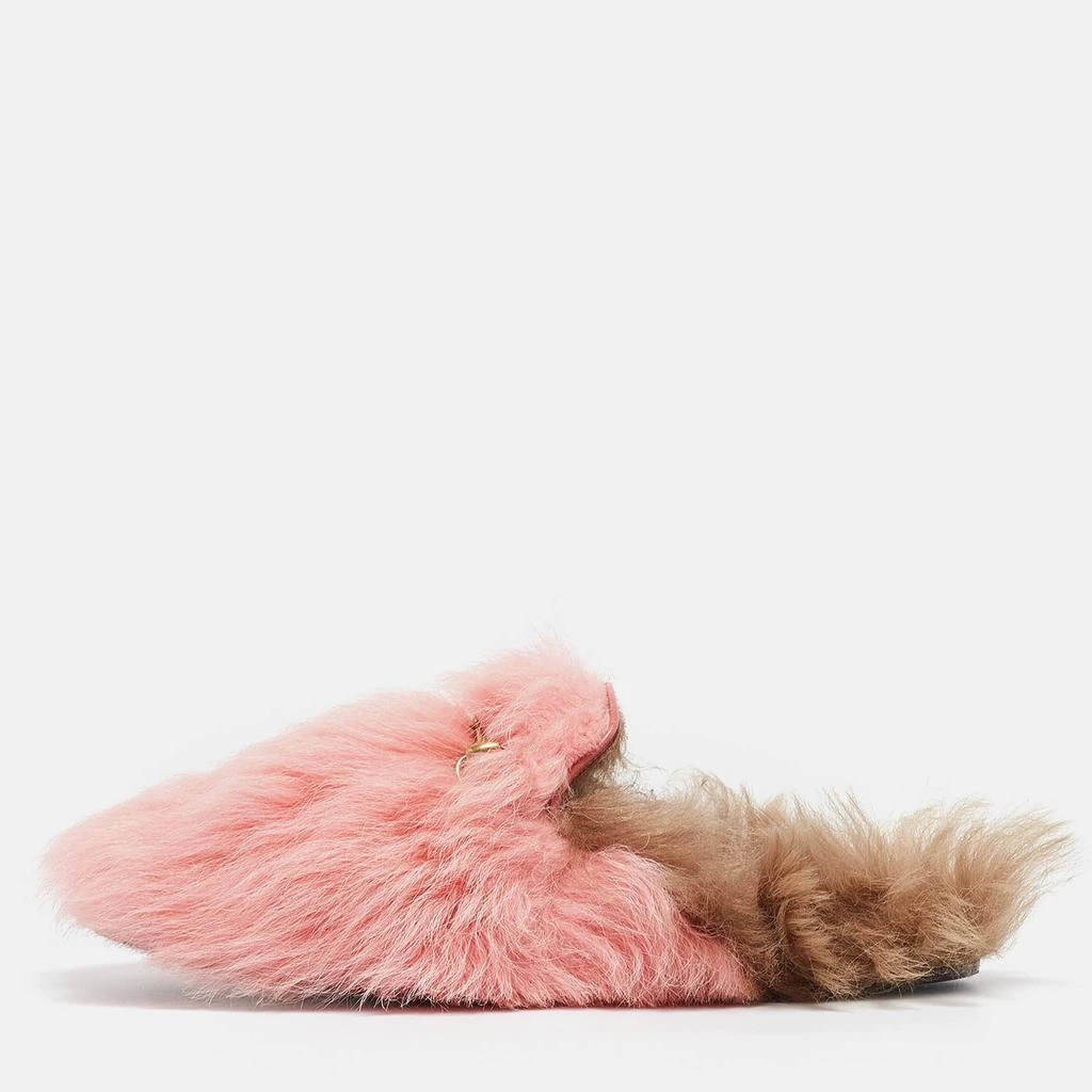 Gucci Gucci Pink Shearling Princetown Horsebit Flat Mules Size 39 1