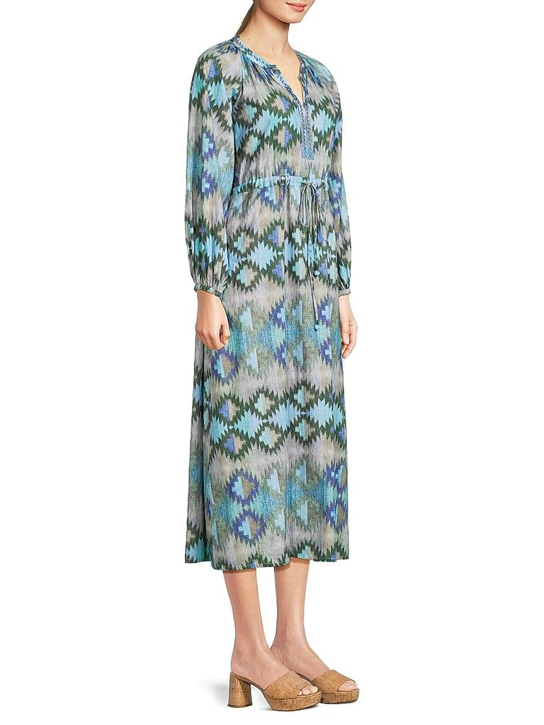 Ro's Garden Amalfi Geometric Cotton Long-Sleeve Maxi Dress 4