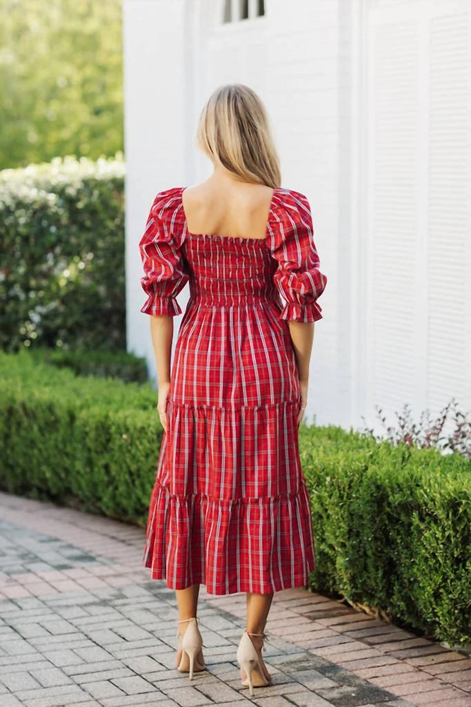 J.Marie - Rayna Square Ruched Midi Dress  On Sale Now with Up to 24% Off |  Discover Exclusive Deals & Savings at BeyondStyle  Authentic j.marie women  > dresses > midi|2420705635|clothing|cotton-blend|dresses|midi |om|plaid-check|red|women
