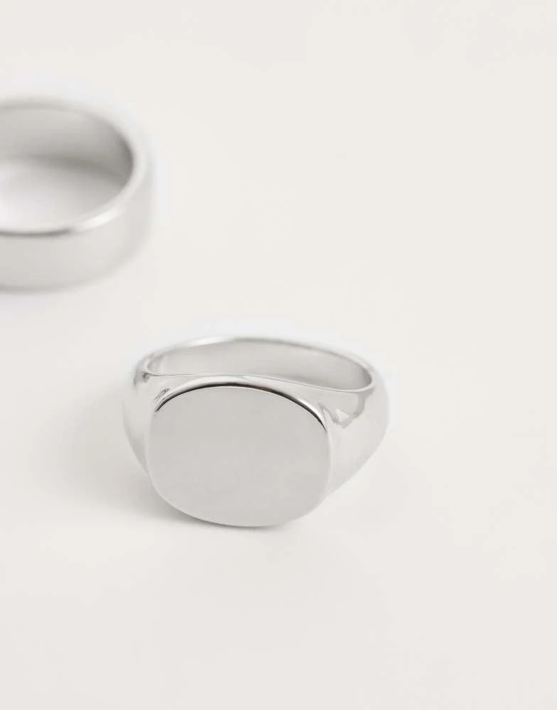 Jack 
Jones Jack 
Jones 2 pack rings in silver 2