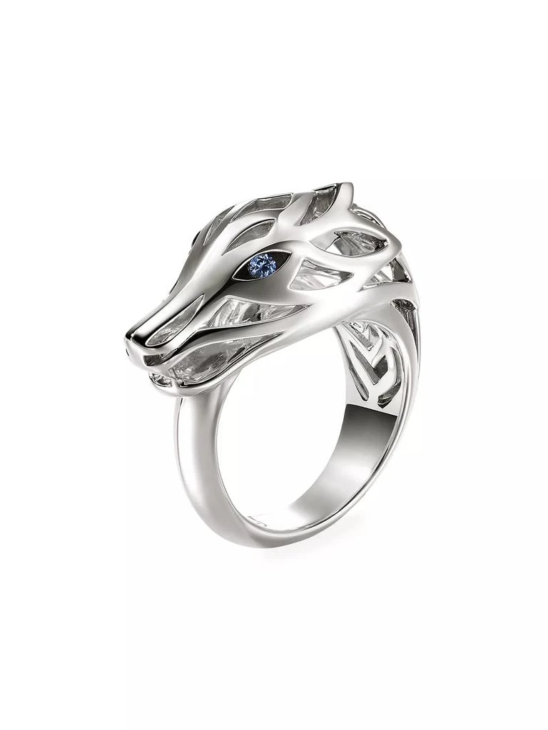 John Hardy Naga Dragon Sterling Silver & Blue Sapphire Ring 1