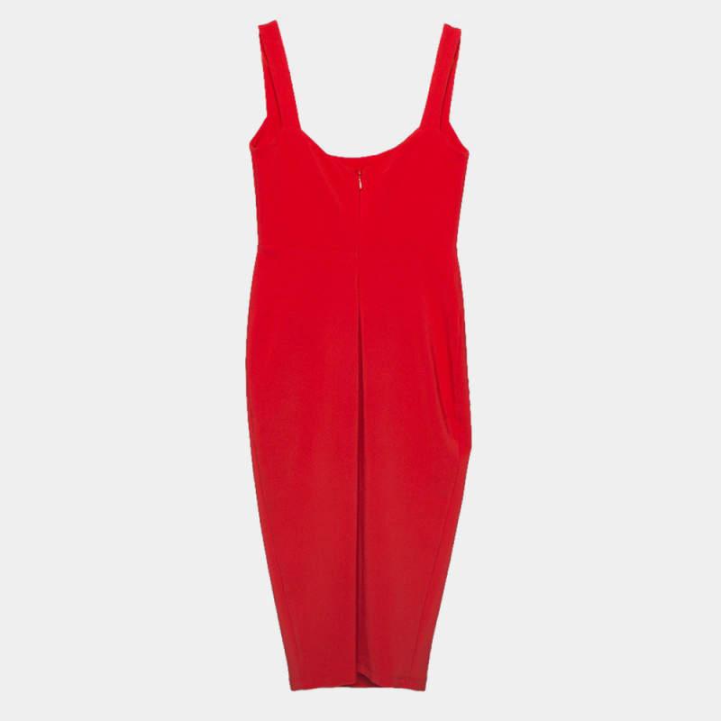Nookie Nookie Cherry Red Stretch Crepe Sleeveless Sheath Dress S