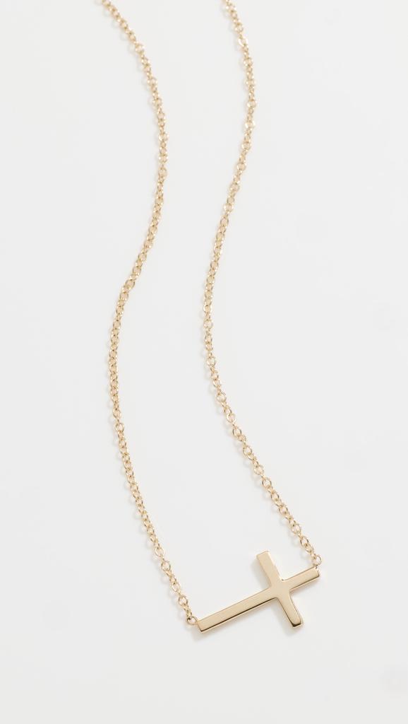 Zoe Chicco 14k Gold Small Horizontal Cross Necklace