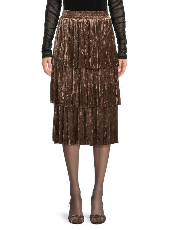 70/21 Velvet Tiered Midi Skirt 1