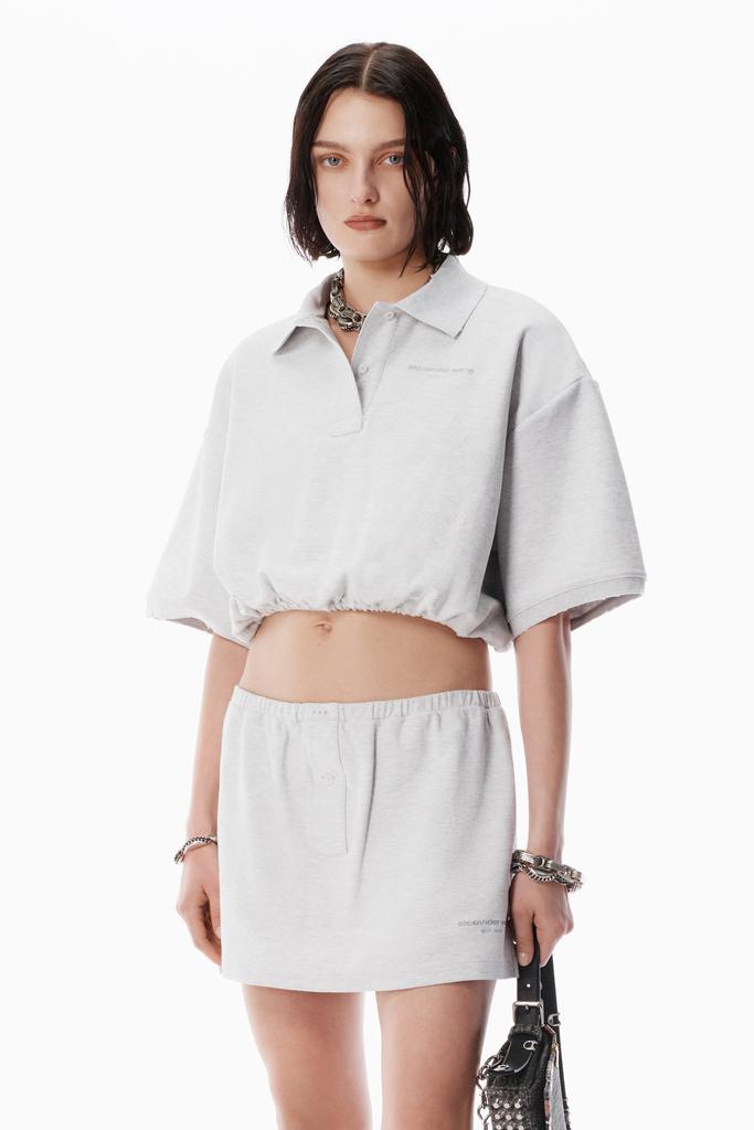 Alexander Wang light grey striped pique polo