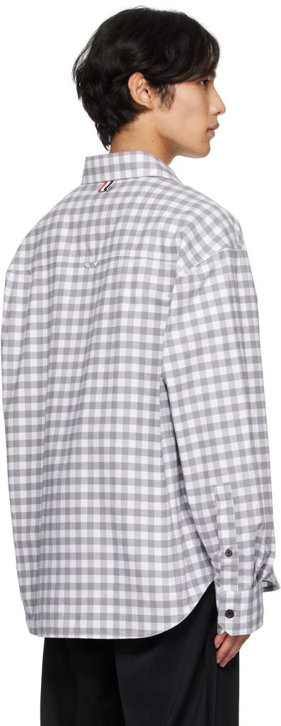 Thom Browne Gray 4-Bar Gingham Shirt 3