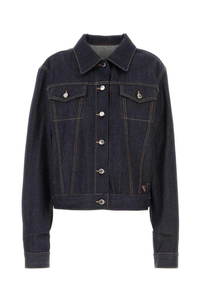 Shop Prada Button-Up Denim Jacket on Sale at BeyondStyle Shop Prada Button-Up Denim Jacket on Sale at BeyondStyle