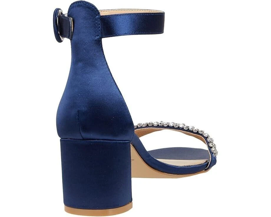 Badgley Mischka James Slide Women's Size 8 Navy Satin Rhinestone Sandal ZPO1333 4