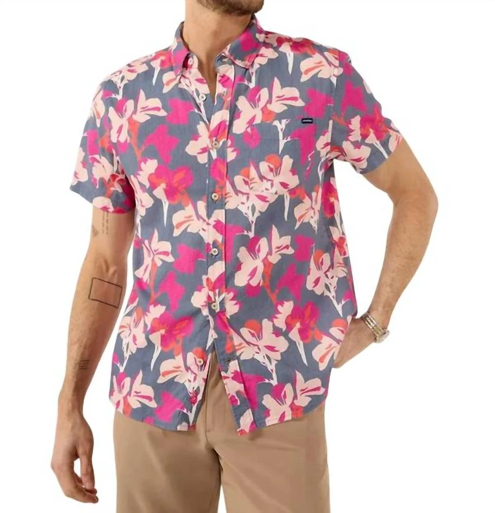 Chubbies Shakedown Street Friday Shirt In Dusty Blue Floral 1