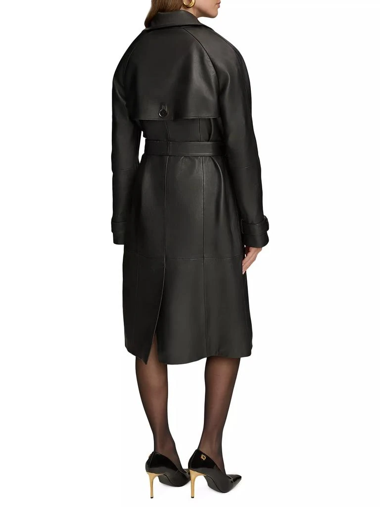 Donna Karan Leather Belted Double-Breasted Trench Coat 4