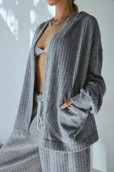 Out From Under Out From Under Poppy Ribbed Knit Hooded Cardigan