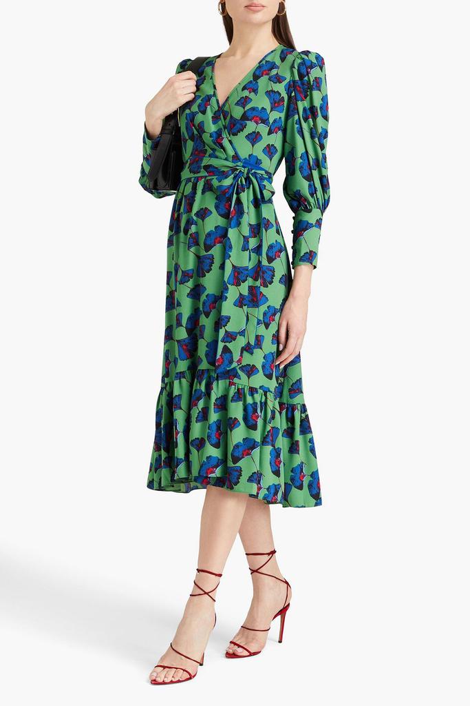 Diane von Furstenberg Blade gathered floral-print crepe midi wrap dress