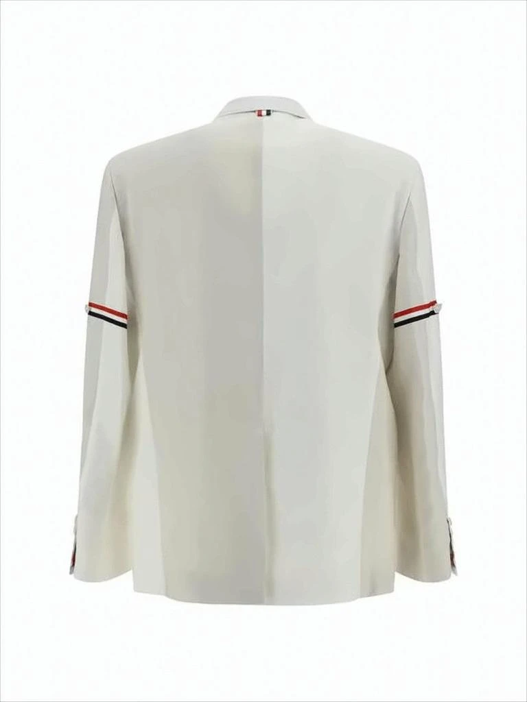 Thom Browne Light Neutral Tailored Suit Jacket with Tricolor Stripe Detail 2
