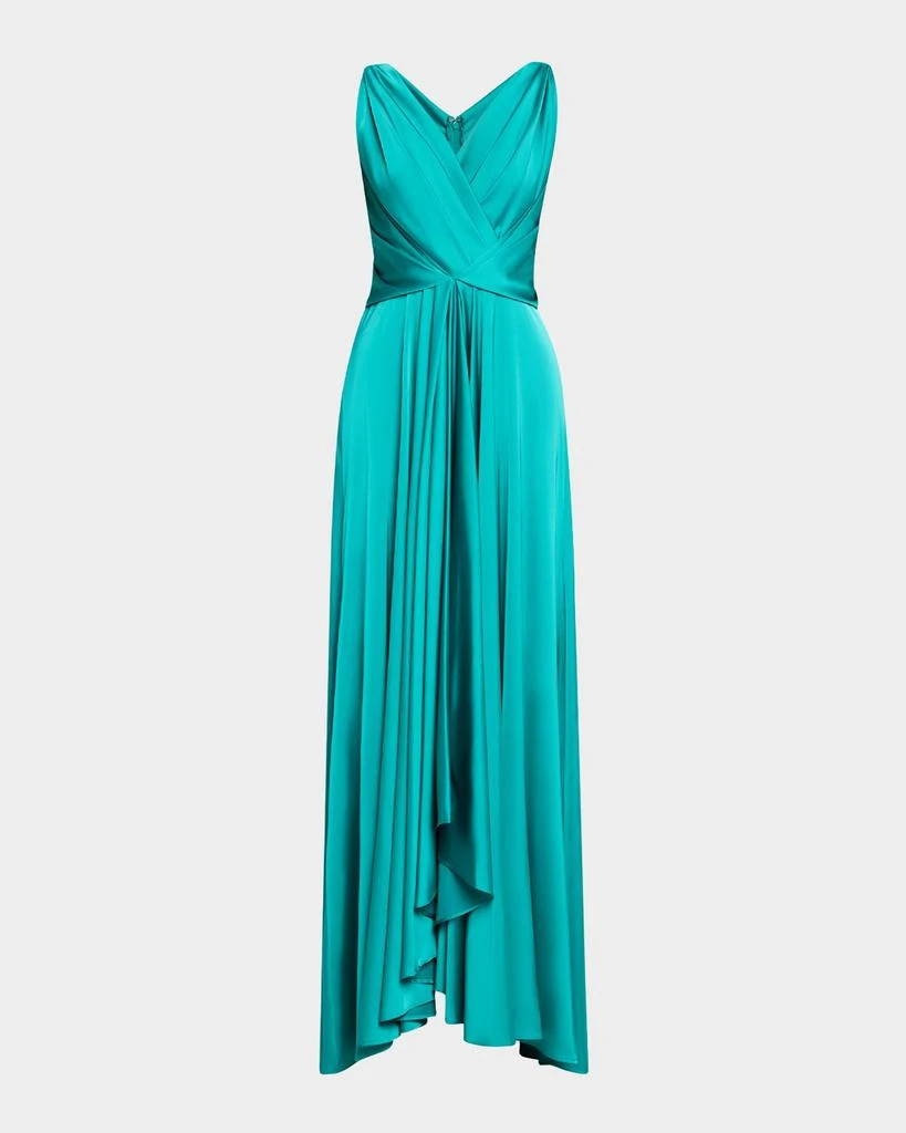 Talbot Runhof Sleeveless Draped Voile Satin Gown 1
