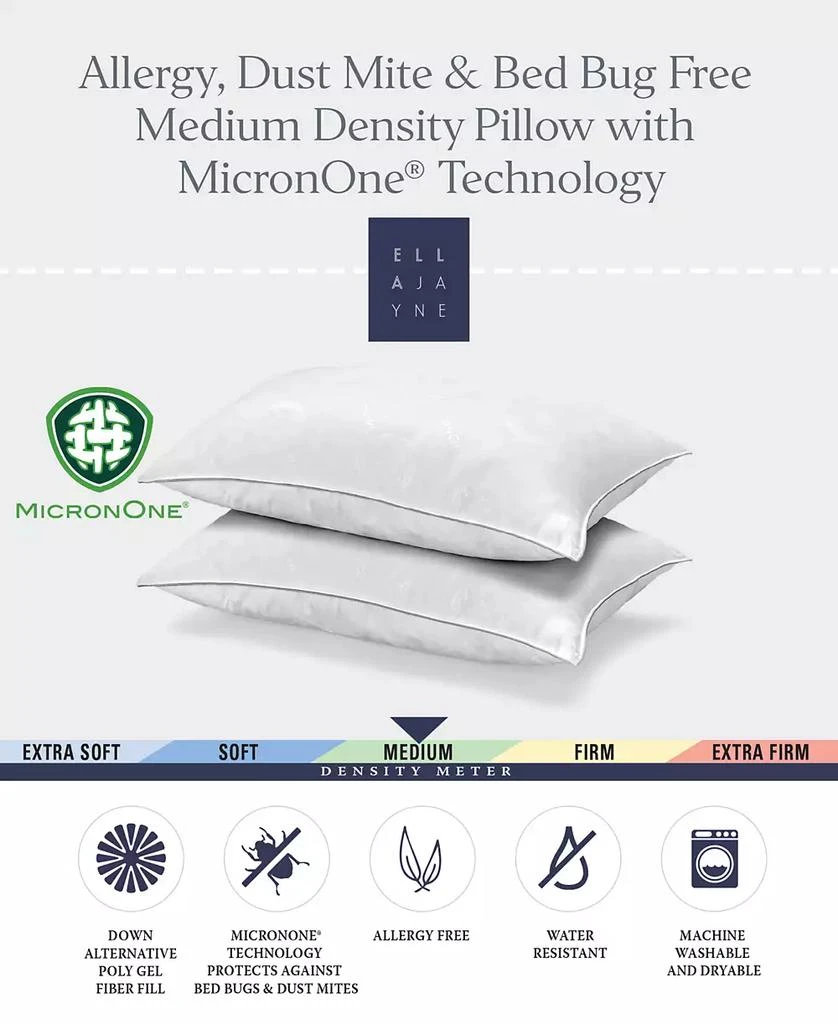 Ella Jayne MicronOne Allergen-Free Down Alternative Medium Density 2-Pack Pillow, Queen 4