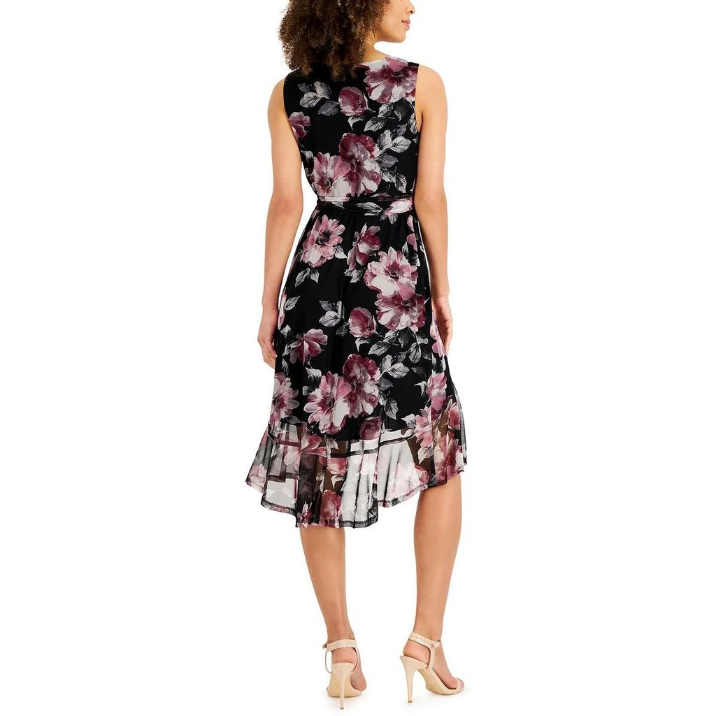 Connected Apparel Petites Womens Floral Print Surplice Wrap Dress 2