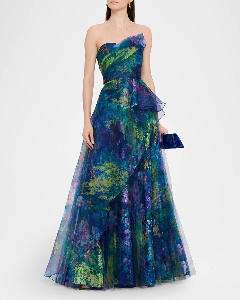 Theia Taya Strapless Organza Gown