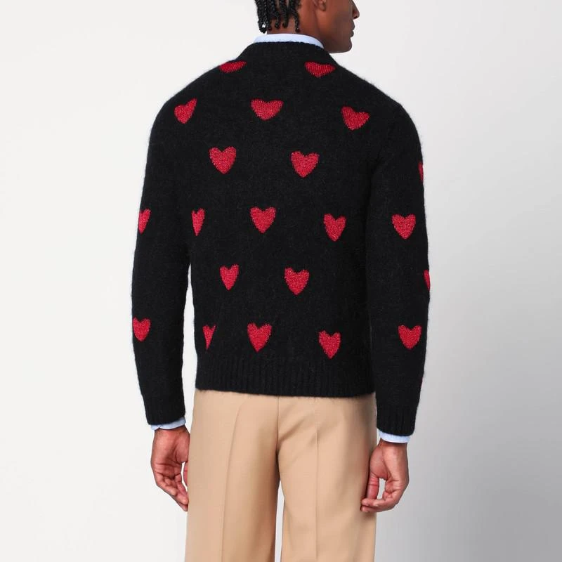 Valentino Jacquard heart pattern sweater black/red 3