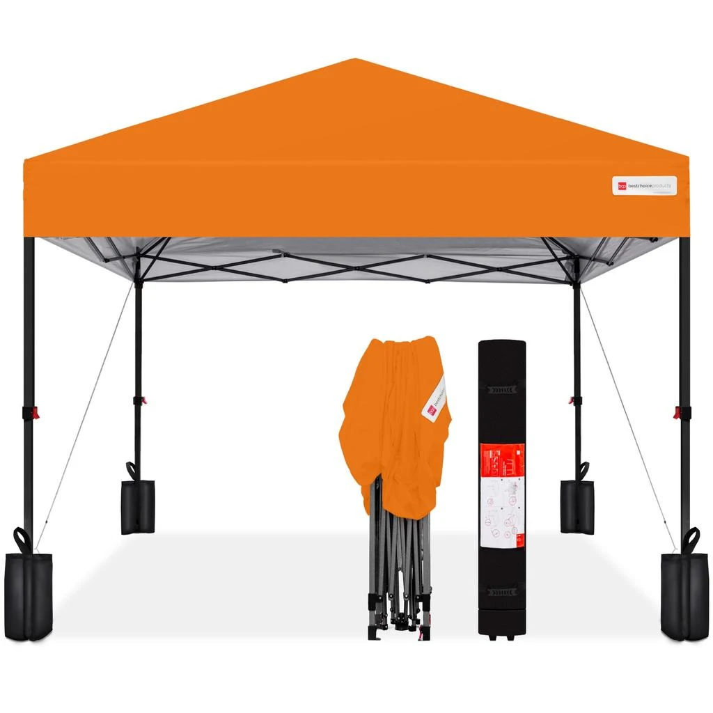Best Choice Products 12x12ft Easy Setup Pop Up Canopy w/ 1-Button Setup, Wheeled Case, 4 Weight Bags 22