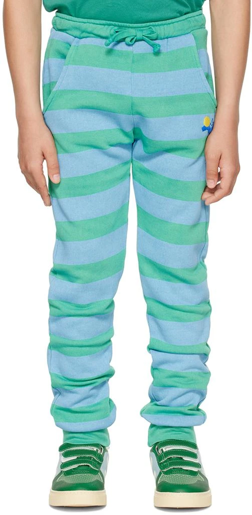 Bonmot Organic Kids Green 
Blue Striped Lounge Pants