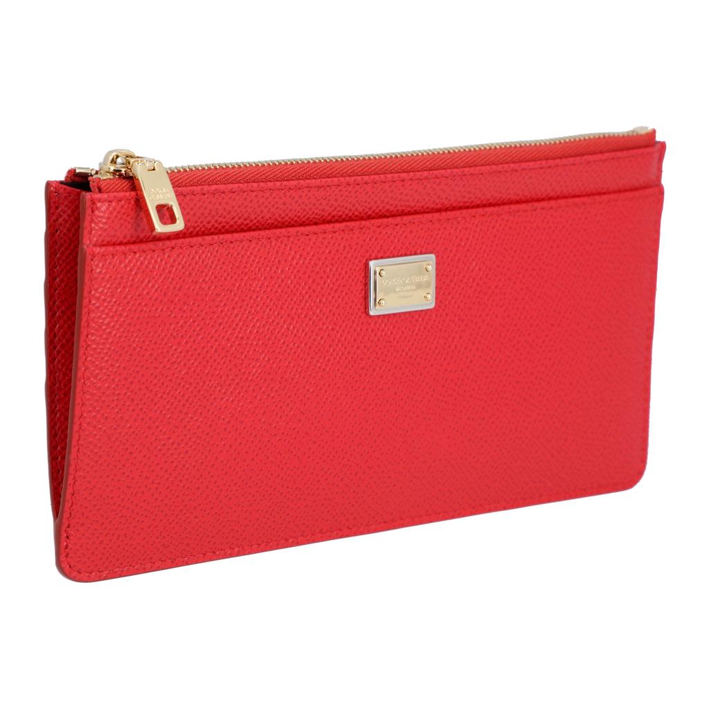 Dolce & Gabbana Dolce & Gabbana Logo-detailed Dauphine leather card case in red