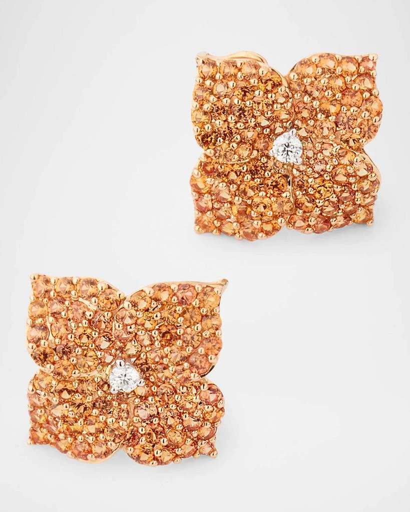 Piranesi 18K Rose Gold Orange Sapphire and Diamond Flower Earrings 1
