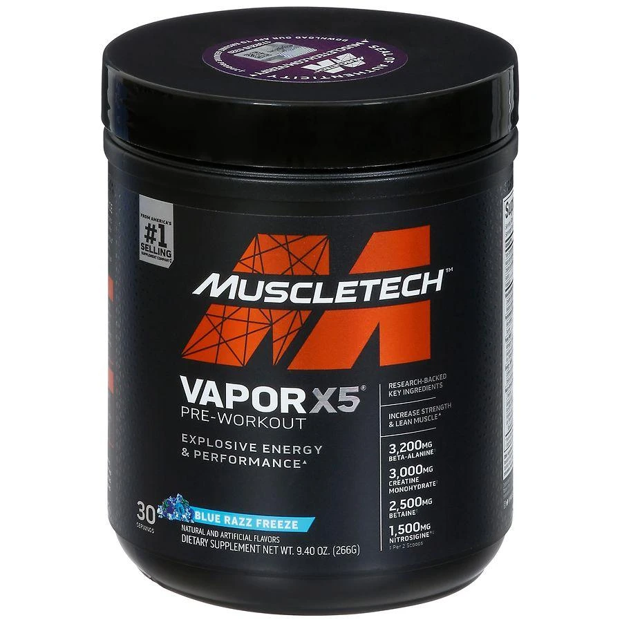 MuscleTech VaporX5 Pre-Workout Blue Razz Freeze, 30 Servings 1