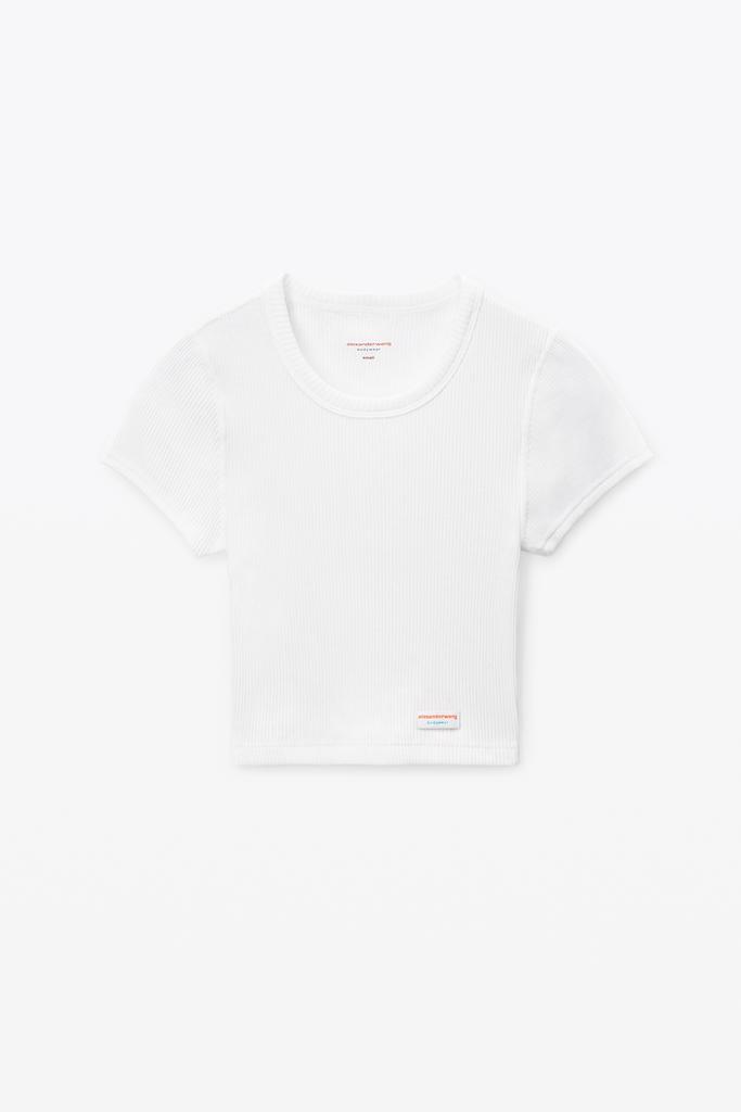 Alexander Wang Cropped Short-Sleeve Tee in Ribbed Cotton Jersey