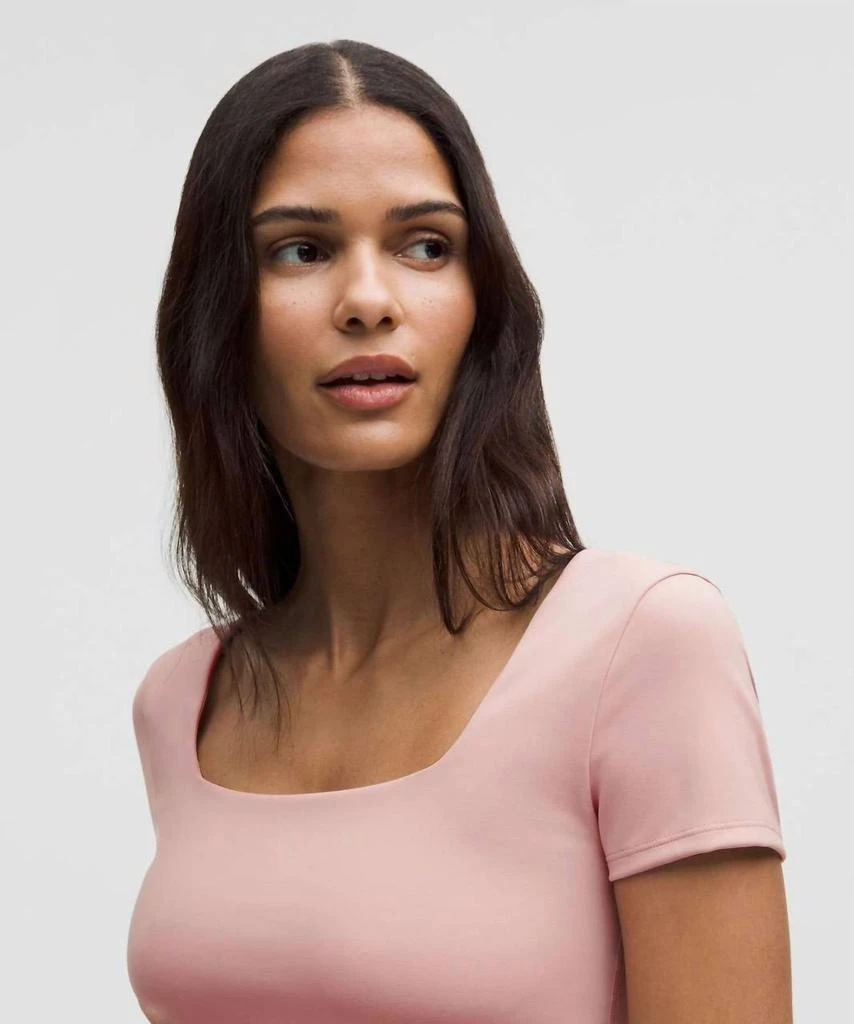 Lululemon Wunder Under Smoothcover Square Neck Tee In Pink Haze 3