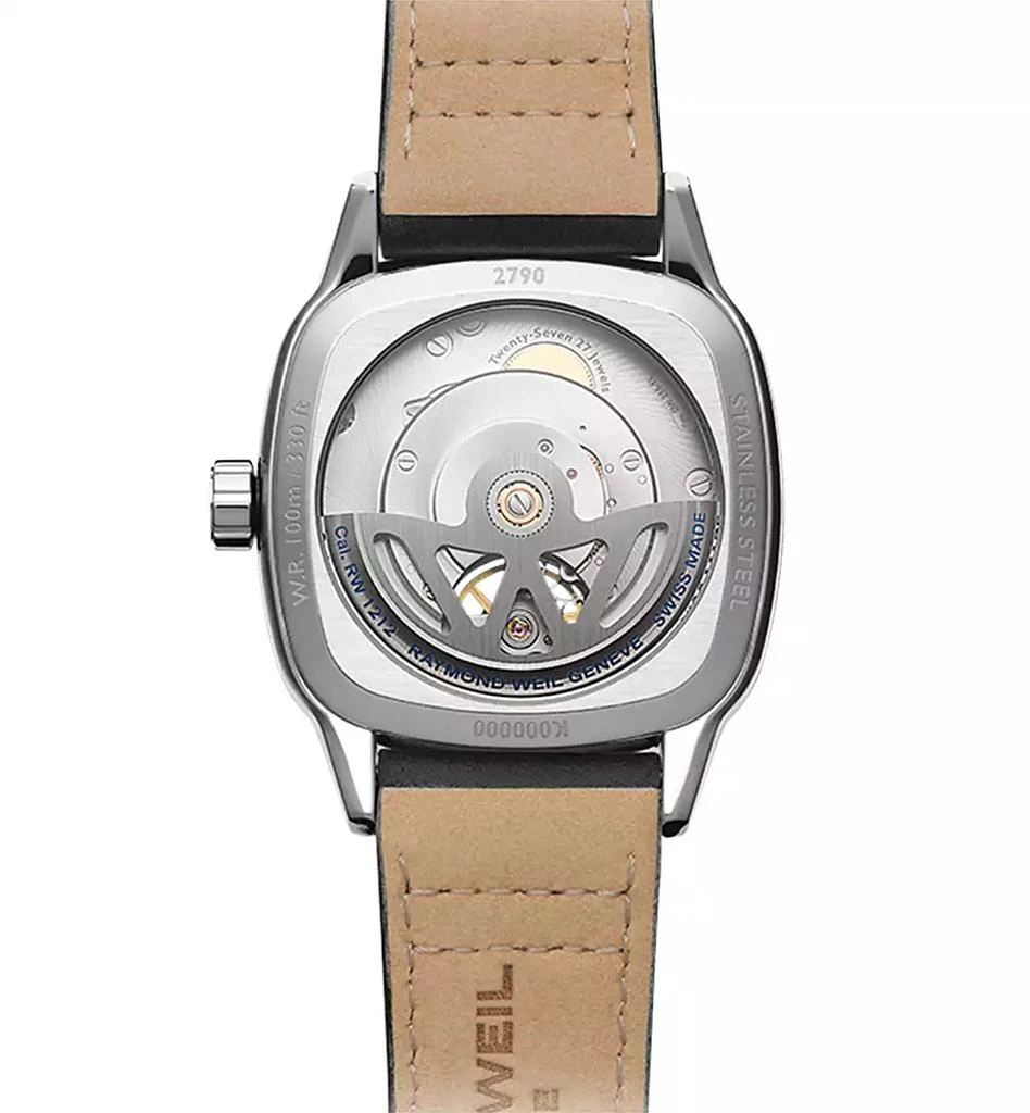 Raymond Weil Men's Swiss Automatic Freelancer Black Leather Strap Watch 40mm 2