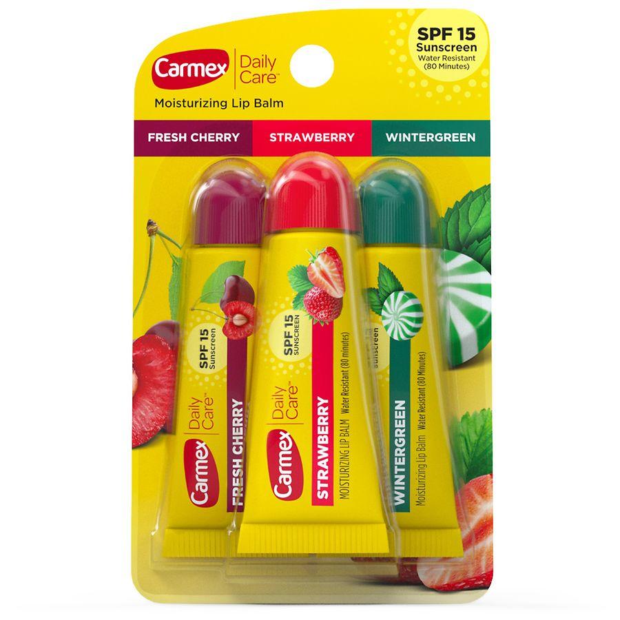 Carmex Daily Care Moisturizing  Lip Balm with SPF Fresh Cherry, Strawberry, Wintergreen