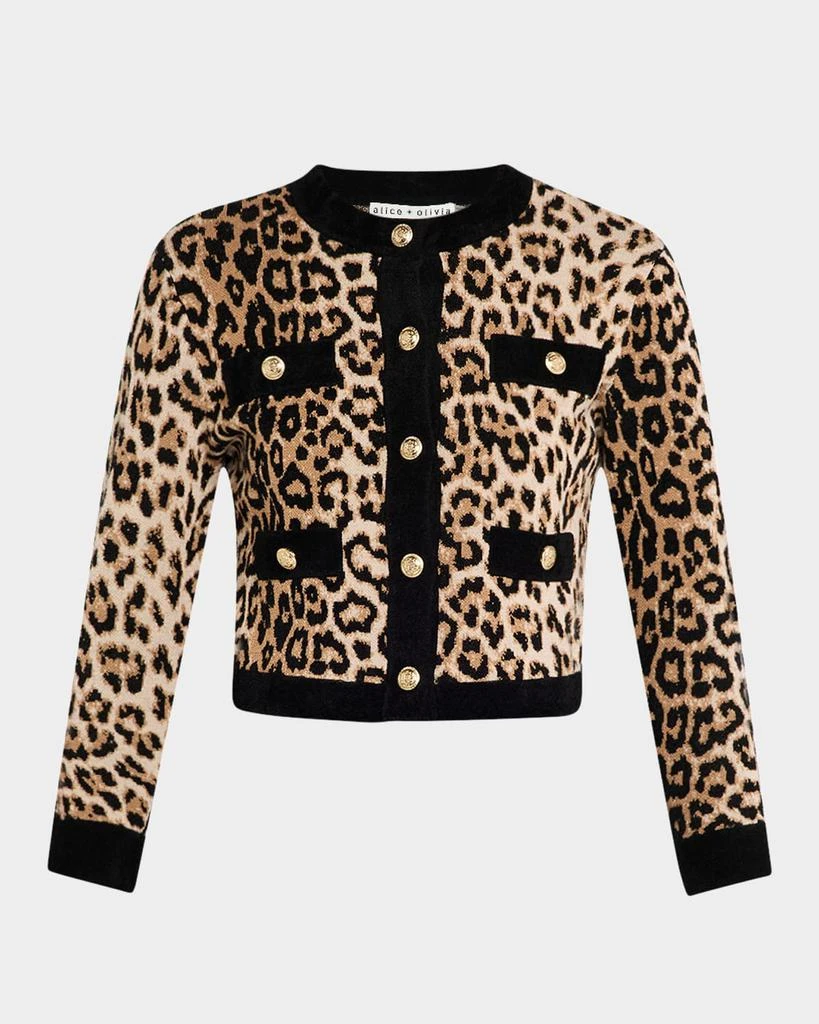 Alice + Olivia Claira Leopard Cropped Cardigan 1