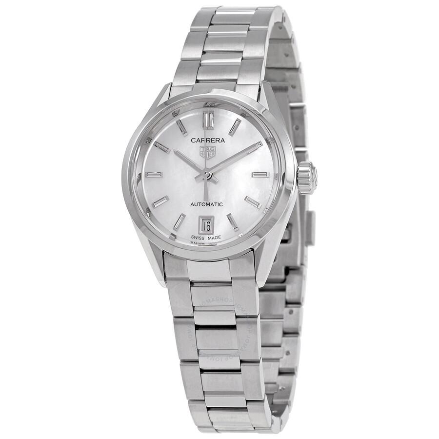 Tag Heuer Carrera Automatic White Mother of Pearl Dial Ladies Watch WBN2410-BA0621